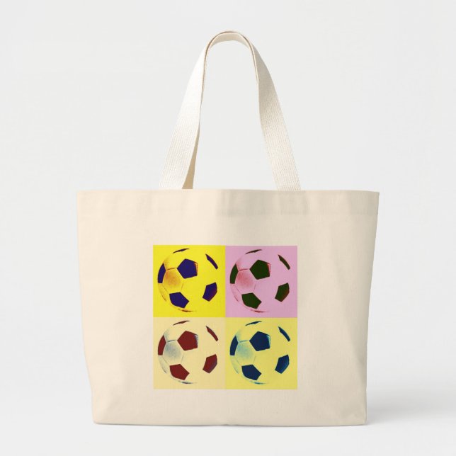 Grand Tote Bag Boules de soccer pop art (Devant)
