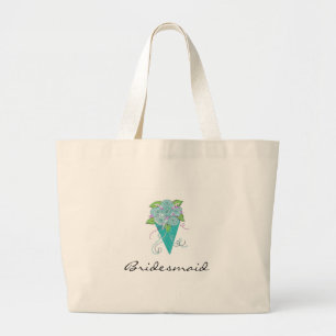 Grand Tote Bag Bouquet de Demoiselle d'Honneur Aqua