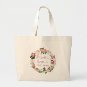 Grand Tote Bag Bouquet Floral Rose Pâle/ Bienheureux Au-Delà De T