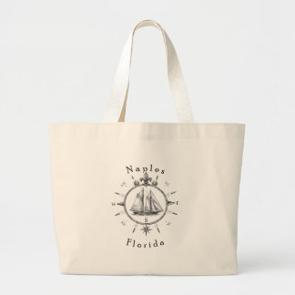 Grand Tote Bag Boussole de navigation de Naples Floride Voilier