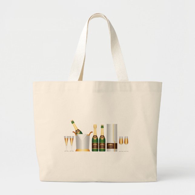 Grand Tote Bag bouteilles de champagne (Devant)