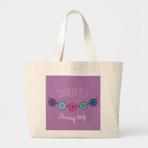 Grand Tote Bag Bouton de filetage personnalisé avec bouton crème