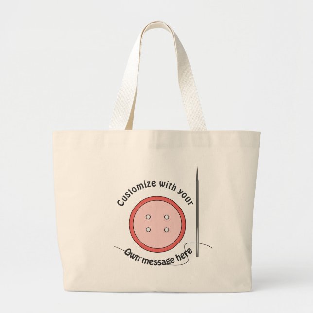Grand Tote Bag Bouton et aiguille de couture customisés (Devant)