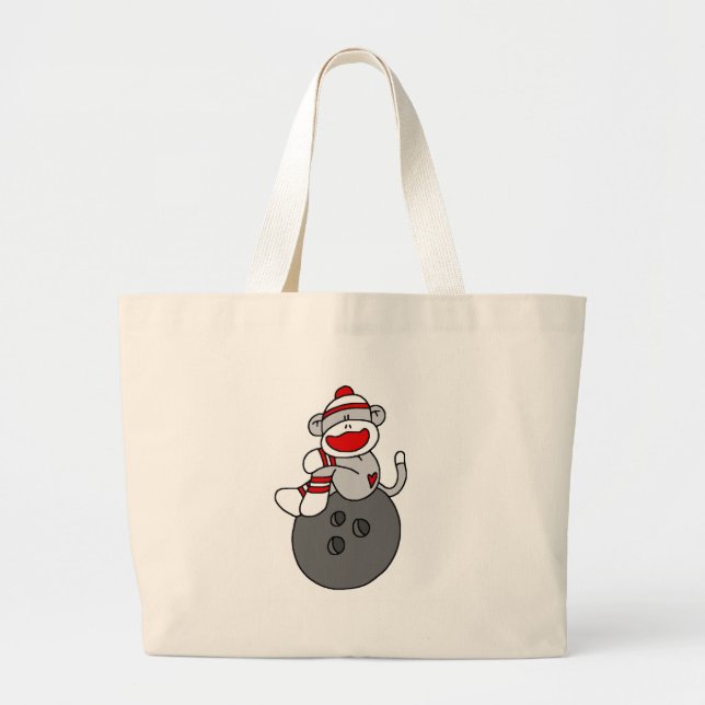 Grand Tote Bag Bowling de singe de chaussette (Devant)
