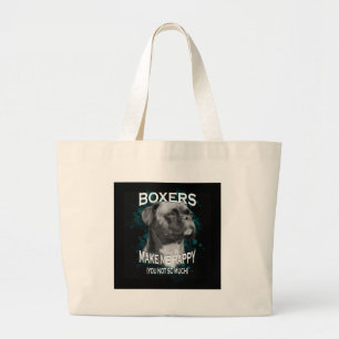 Grand Tote Bag Boxer Chien Amoureux des animaux Texte d'art