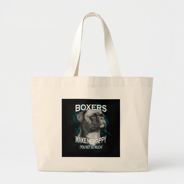 Grand Tote Bag Boxer Chien Amoureux des animaux Texte d'art (Devant)