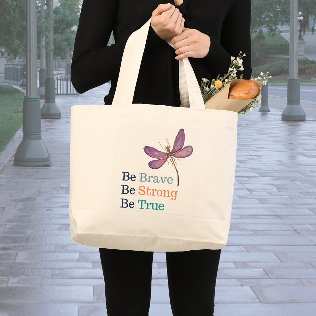 Grand Tote Bag Brave Strong True Dragonfly (Créateur téléchargé)