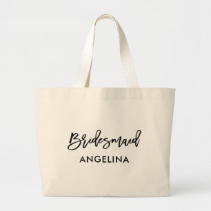 Grand Tote Bag Bridesmaid de script moderne à la mode
