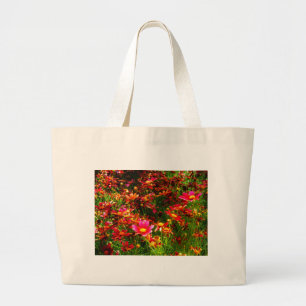 Grand Tote Bag Bright pink and yellow Daisy Wild flowers
