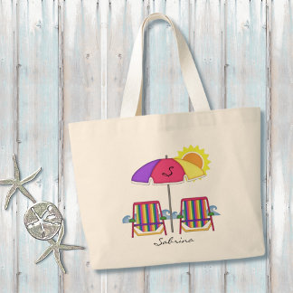 Grand Tote Bag Bright Sun Umbrella Beach Fourre-tout