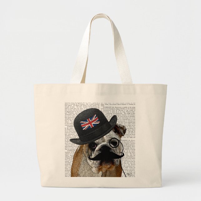 Grand Tote Bag British Bulldog et Bowler Casquette (Devant)