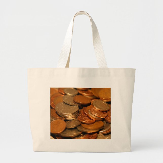 Grand Tote Bag British Coin Money (Devant)
