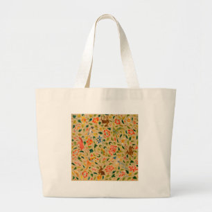 Grand Tote Bag Broderie animale vintage en crewel : Tapisserie an