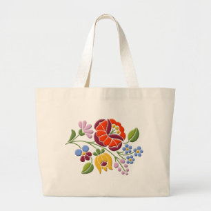 Grand Tote Bag Broderie de Kalocsa - art populaire hongrois