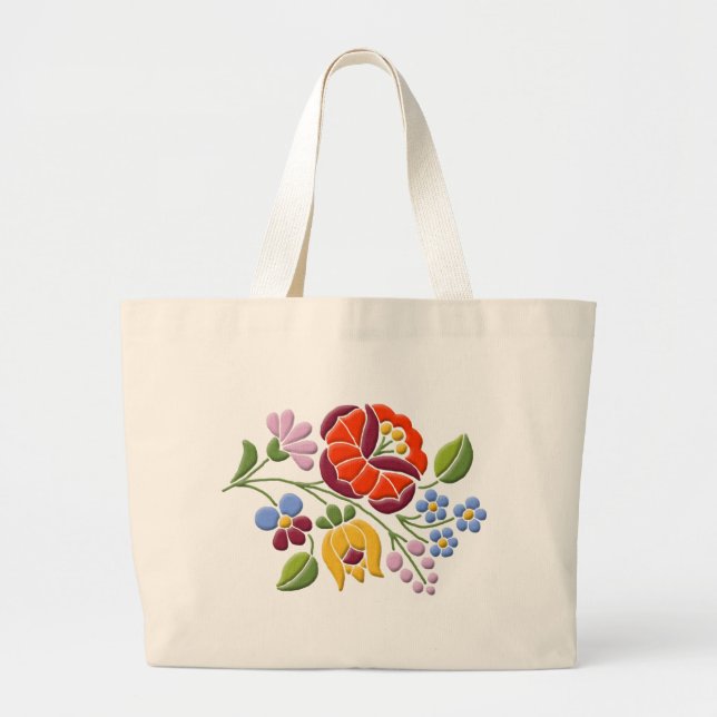 Grand Tote Bag Broderie Kalocsa - Art populaire hongrois (Devant)
