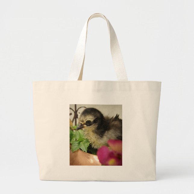 Grand Tote Bag Brosse à frites en fleurs (Devant)