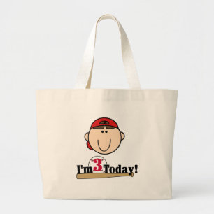 Grand Tote Bag Brunette Boy Baseball 3e Anniversaire Tshirts