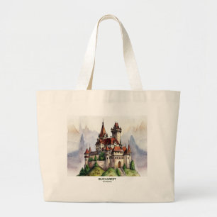 Grand Tote Bag Bucarest Roumanie Art aquarelle de la vieille vi