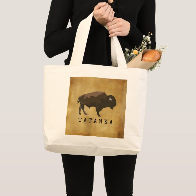 Grand Tote Bag Buffle amérindien | Bison | Tatanka Dessin (Devant (produit))
