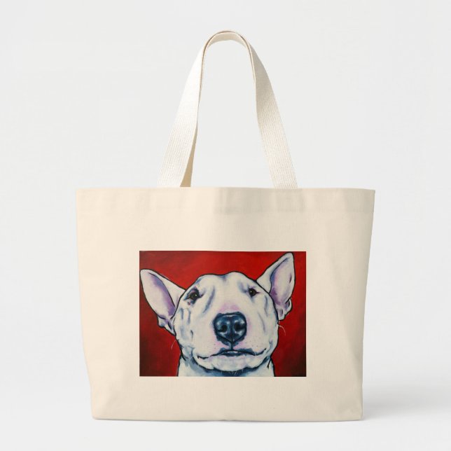 Grand Tote Bag Bull-terrier anglais blanc (Devant)