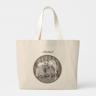 Grand Tote Bag Buttes de Peinture Keeshond à la porte mignonne ch