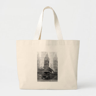 Grand Tote Bag BW Black & White London Bus & Big Ben
