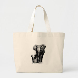 Grand Tote Bag BW Elephant & Baby Elephant
