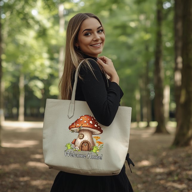 Grand Tote Bag Cabane de Champignon Enchanté (Créateur téléchargé)