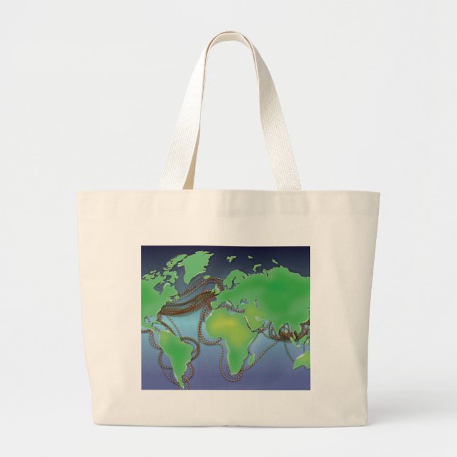 Grand Tote Bag Câbles mondiaux - Câbles sous-marins (Devant)