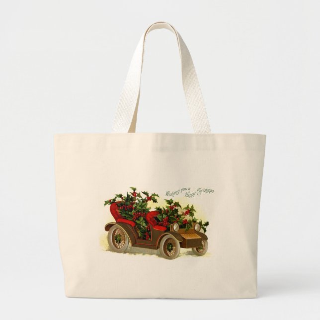 Grand Tote Bag Cabriolet rempli de Noël de cru de houx (Devant)
