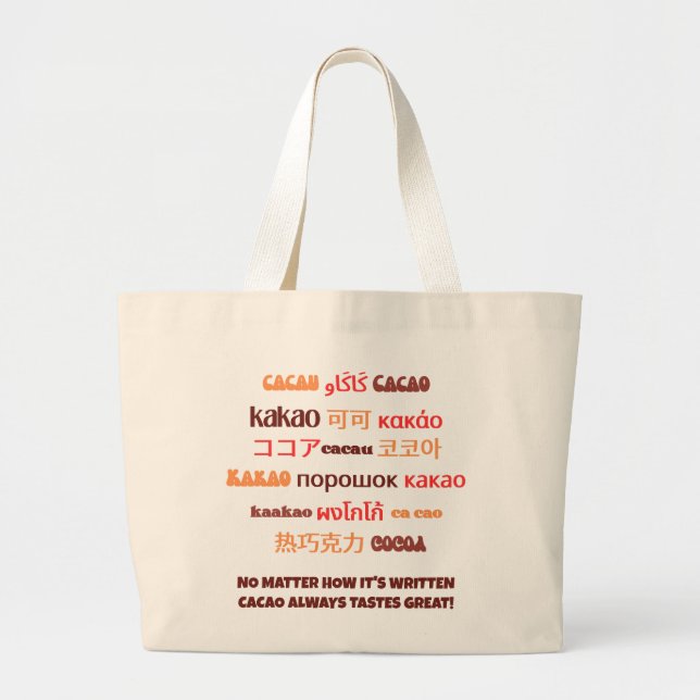 Grand Tote Bag CACAO multilingue dynamique (Devant)