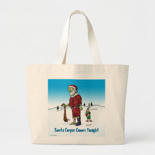 Grand Tote Bag Cadavre de Père Noël Dessin Animé Drôle de Zombie