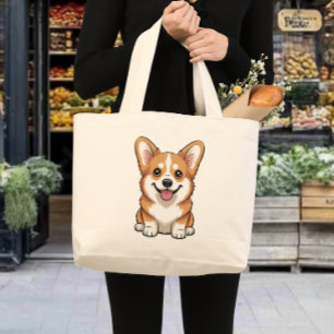Grand Tote Bag Cadeau de maman Corgi mignon pour amoureux de chie