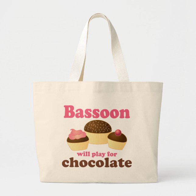 Grand Tote Bag Cadeau de musique de basson de chocolat (Devant)
