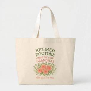 Grand Tote Bag Cadeau de retraite floral Meilleure grand-mère méd