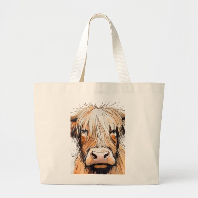 Grand Tote Bag Cadeau de vache, vache des Highlands  (Devant)