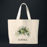 GRAND TOTE BAG CADEAU D'ÉPOUSE ÉLÉGANT FEUILLAGE D'EUCALYPTUS<br><div class="desc">Faire-part de mariage THÉMATIQUE JARDIN ROMANTIQUE EUCALYPTUS SAGE. CONTACTEZ-NOUS POUR D'AUTRES CONCEPTION.</div>