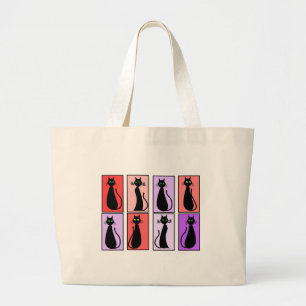 Grand Tote Bag Cadeaux d'art de bruit de chats noirs