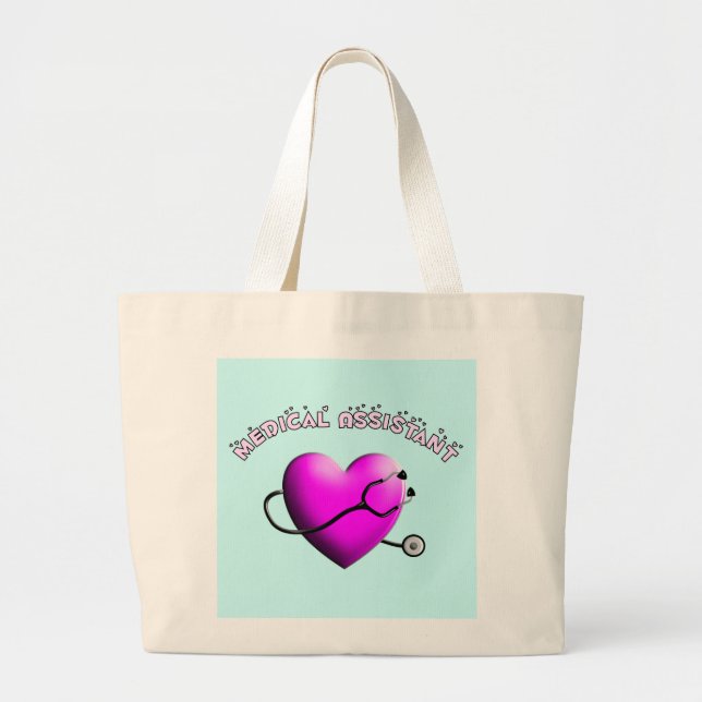 Grand Tote Bag Cadeaux de conception de COEUR de ROSE d'aide (Devant)