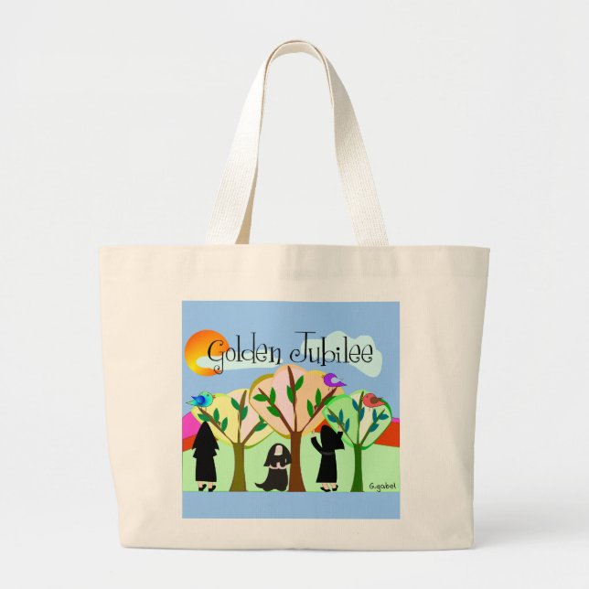 Grand Tote Bag Cadeaux d'or de jubilé de nonne catholique (Devant)