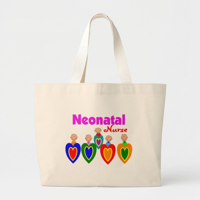 Grand Tote Bag Cadeaux néonatals d'infirmière---Bébés adorables (Devant)
