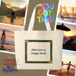 Grand Tote Bag Cadres antiquités verts Ajouter votre devis photo