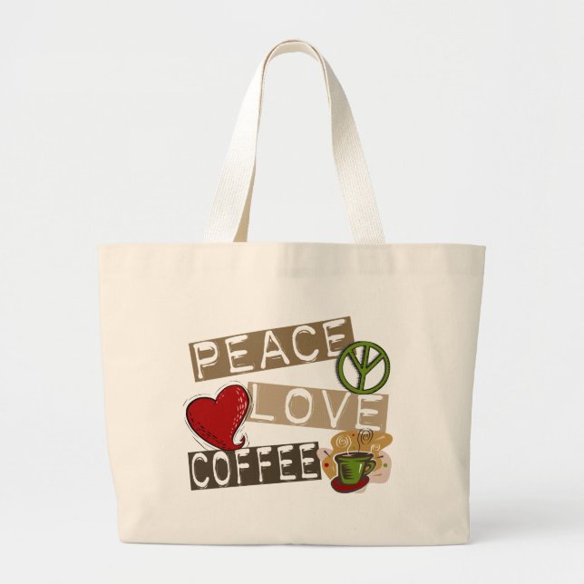 GRAND TOTE BAG CAFÉ 2 D'AMOUR DE PAIX (Devant)