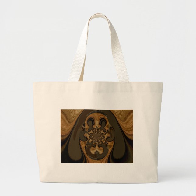 Grand Tote Bag Café Brown Flux Kaleidoscope Art Imprimer (Devant)