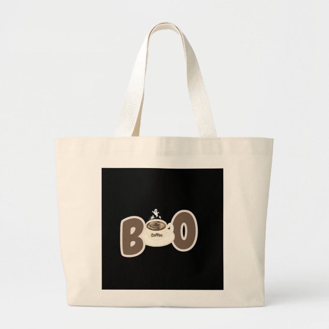 Grand Tote Bag Café de Chouette Halloween Mignon (Devant)