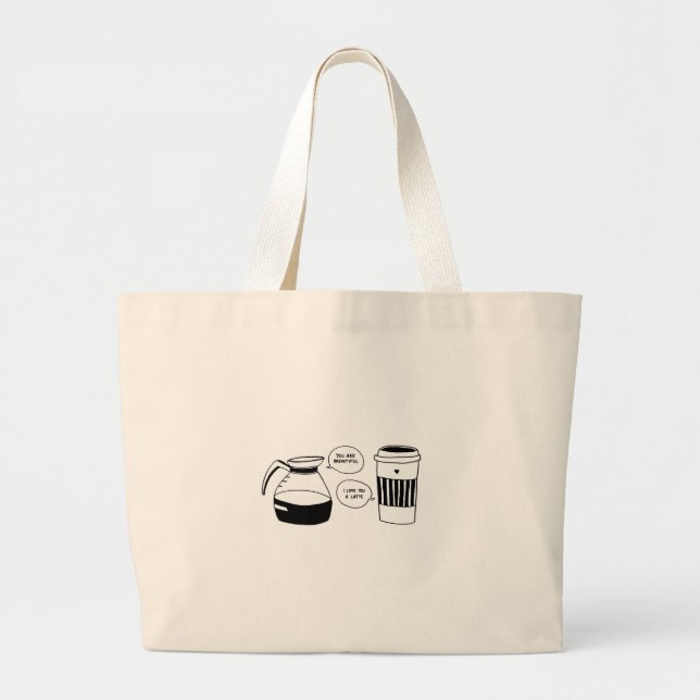 Grand Tote Bag Café Latte Valentine's Love (Devant)