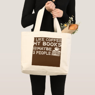 Grand Tote Bag Café Lire Books Lecture Lecture Ventilateur Littér