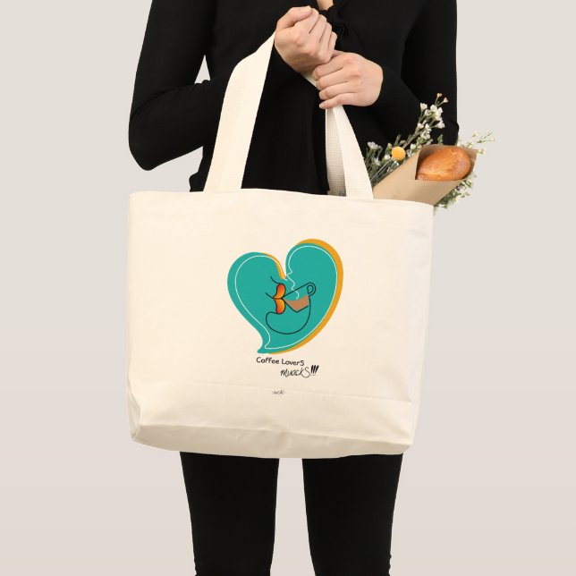 Grand Tote Bag Café LoverS muackS-Latte (Devant (produit))