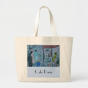 Grand Tote Bag Cafe Paris - peinture de l'artiste autrichien Inge