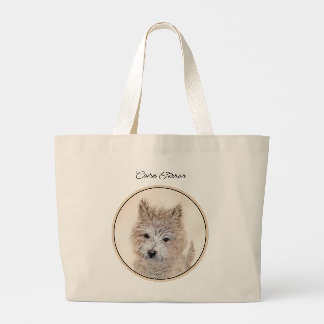 Grand Tote Bag Cairn Terrier Puppy Peinture mignonne Original Chi (Dos)